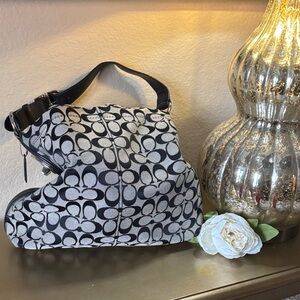 Coach Black and Gray Signature Shoulder Bag